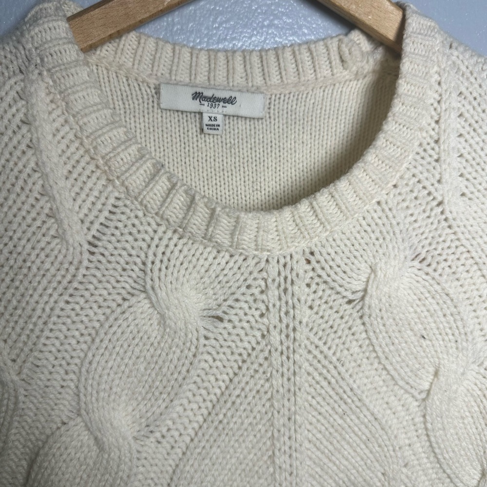 Madewell Cream Cable Knit Sweater XS - Picture 4 of 5